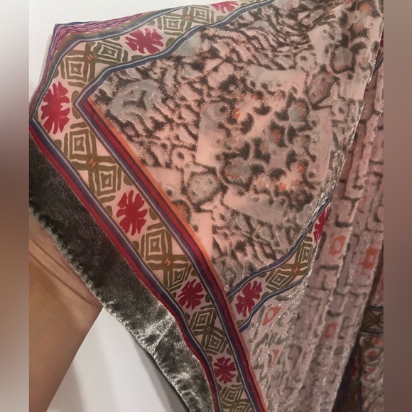 Free People Velvet Burnout Kimono Open-Front Floral Bohemian One Size - Picture 4 of 10